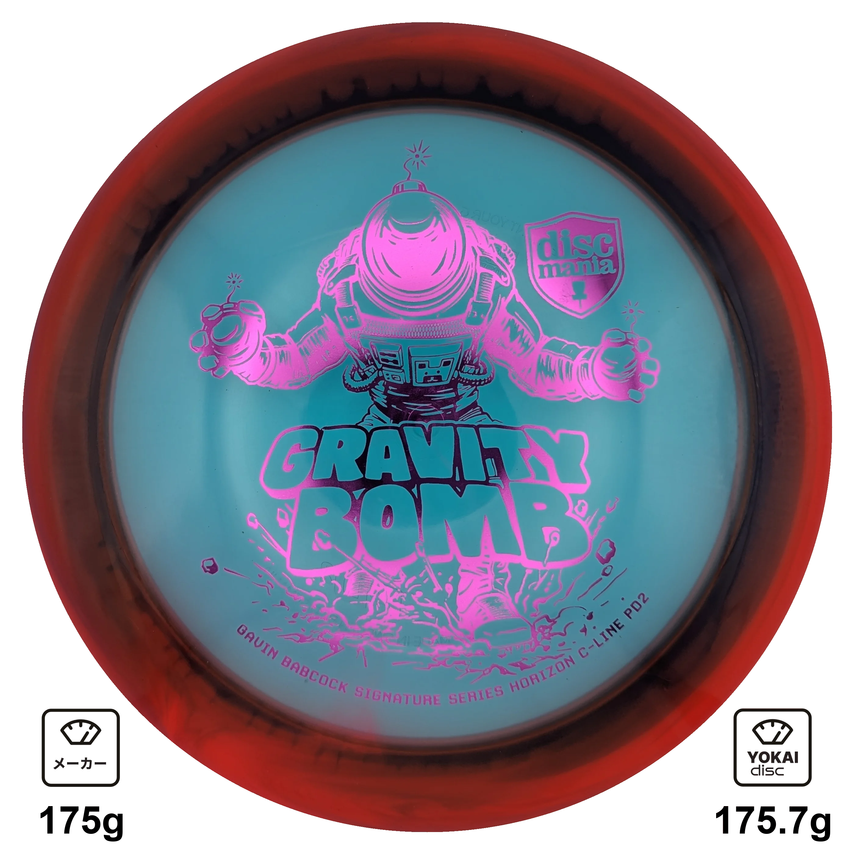 Discmania PD2, Horizon C-Line, Teal with Red Rim, 175.7